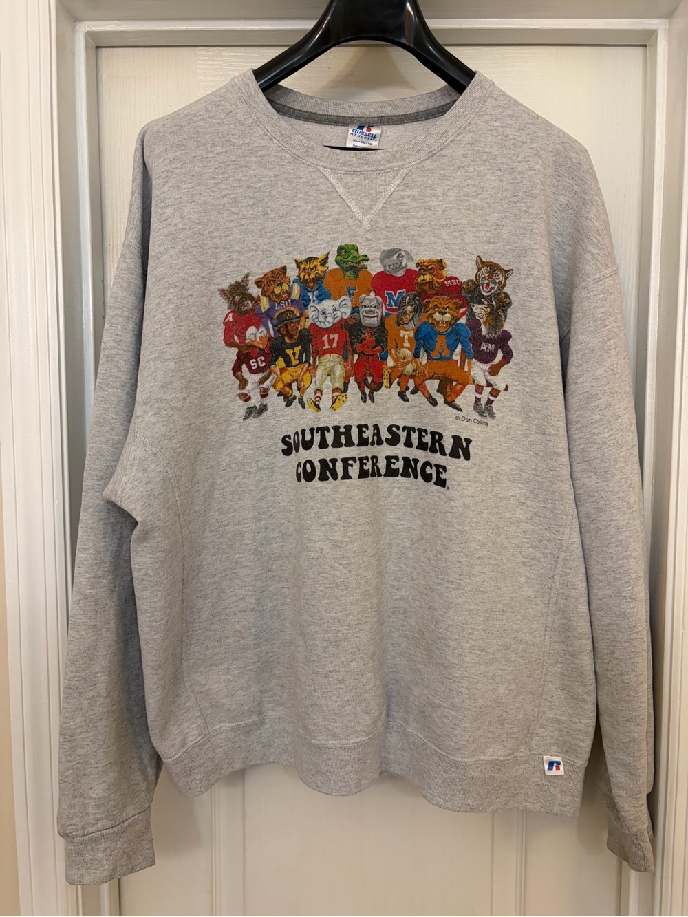 Vintage SEC Southeastern Conference Don Coilins Mascot Sweatshirt Gray Large